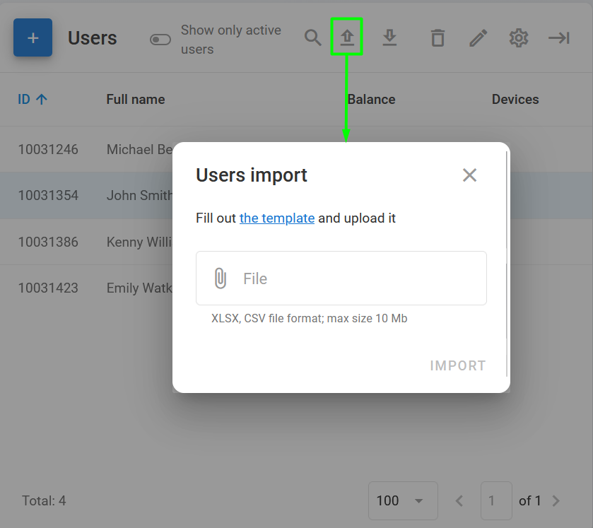 User data import